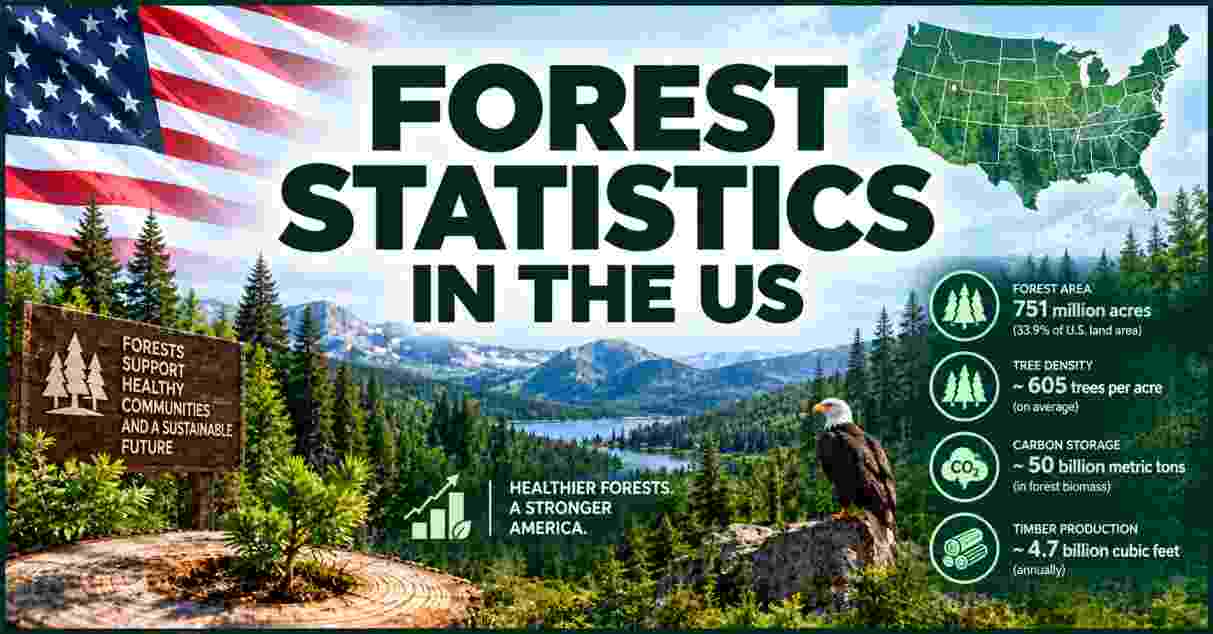 Forest Statistics in US 2026 | Area, Forest Cover by State, Tree Loss, Timber, Carbon Storage & Facts